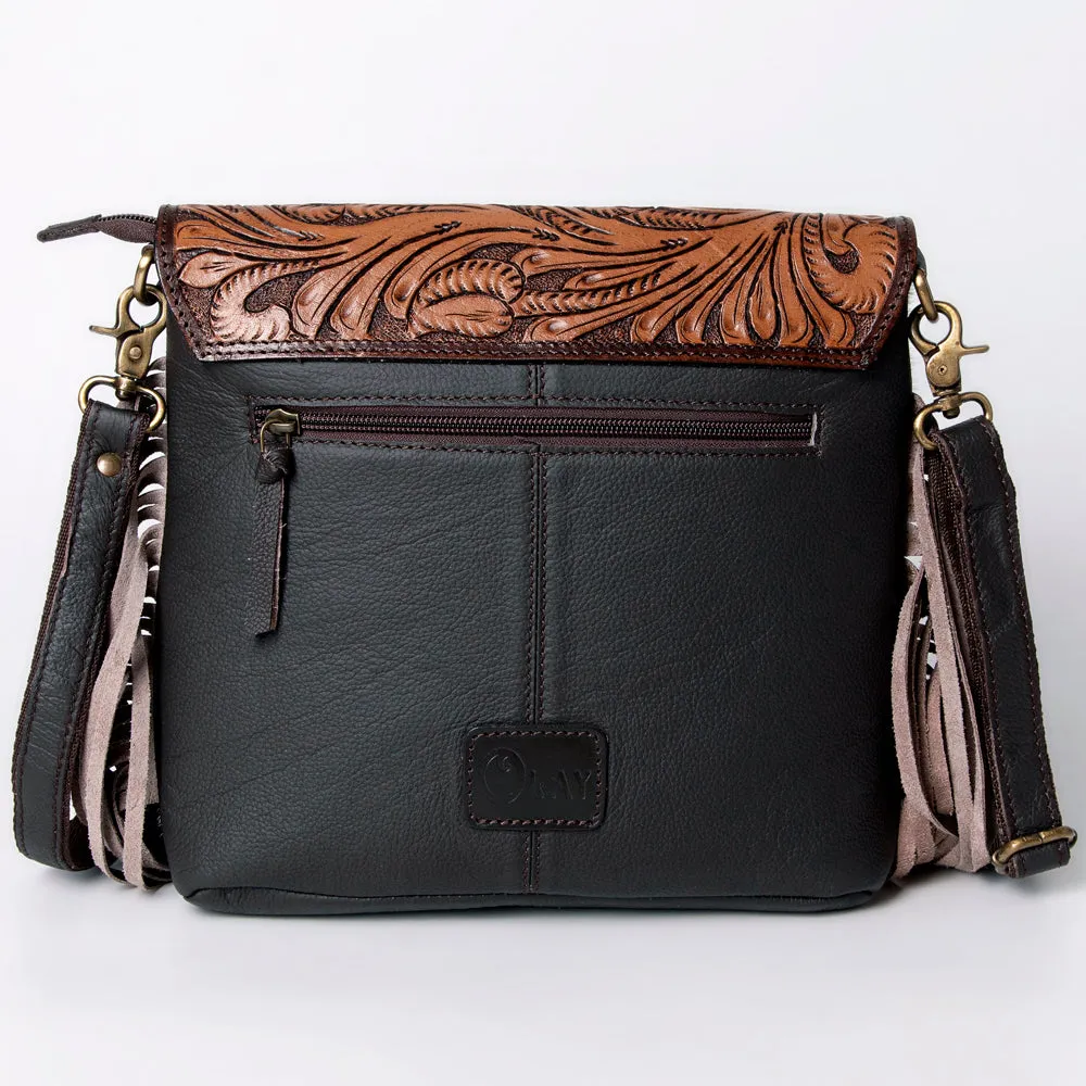 OHLAY MESSENGER Hand Tooled Hair-on Genuine Leather women bag western handbag purse