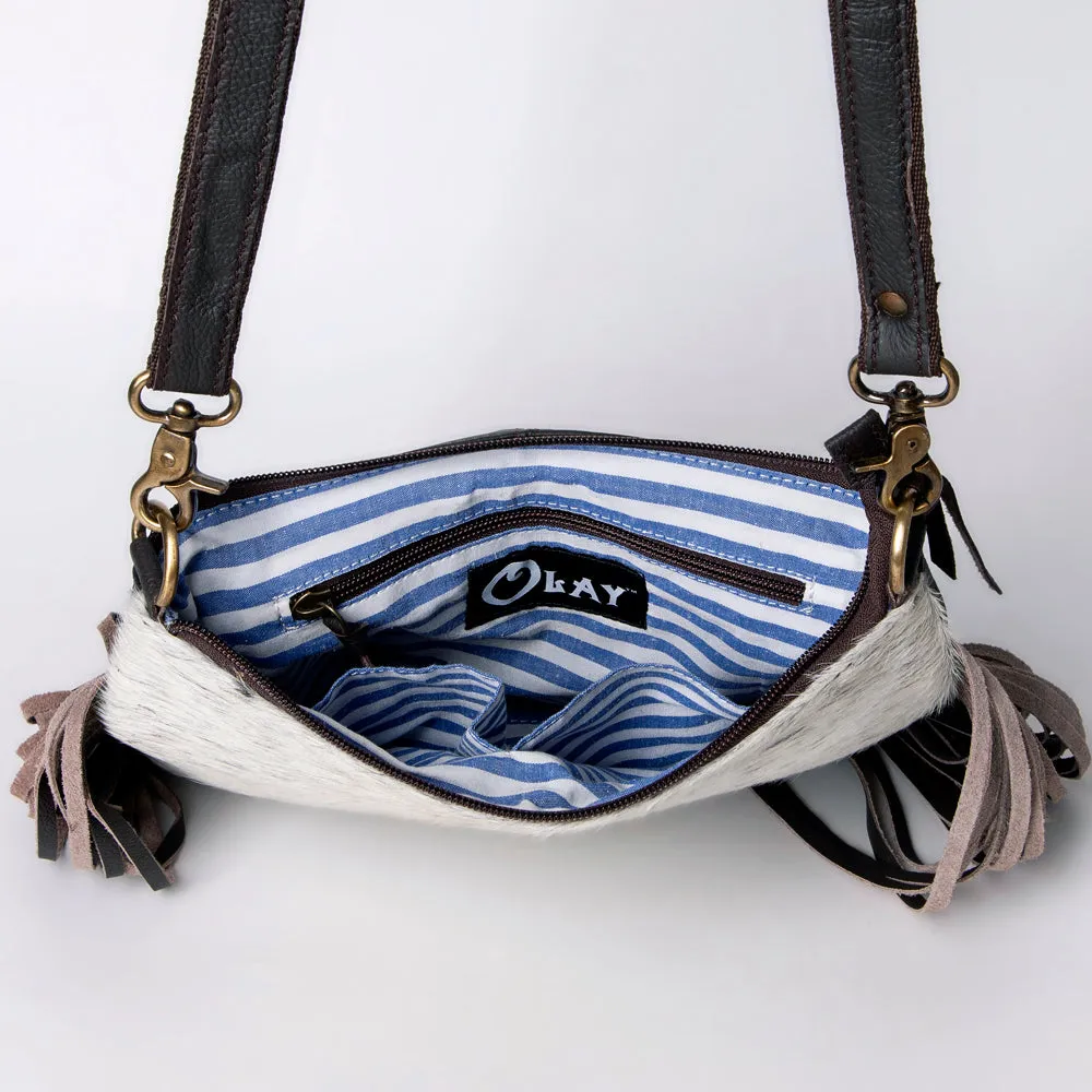 OHLAY MESSENGER Hand Tooled Hair-on Genuine Leather women bag western handbag purse