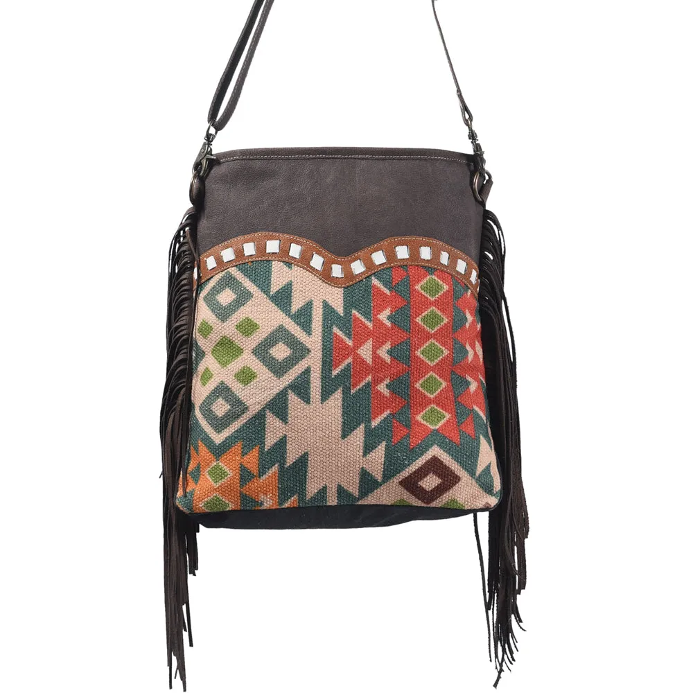 OHLAY MESSENGER Upcycled Wool Upcycled Canvas  Genuine Leather women bag western handbag purse