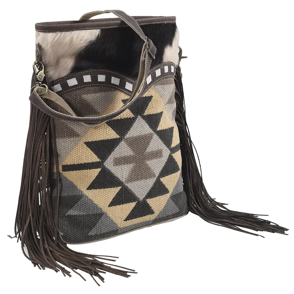 OHLAY MESSENGER Upcycled Wool Upcycled Canvas Hair-on Genuine Leather women bag western handbag purse