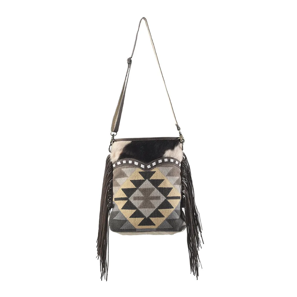 OHLAY MESSENGER Upcycled Wool Upcycled Canvas Hair-on Genuine Leather women bag western handbag purse