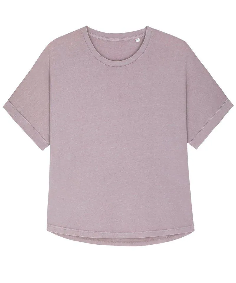 Organic Garment Dyed Roll Sleeve T-shirt: Womens