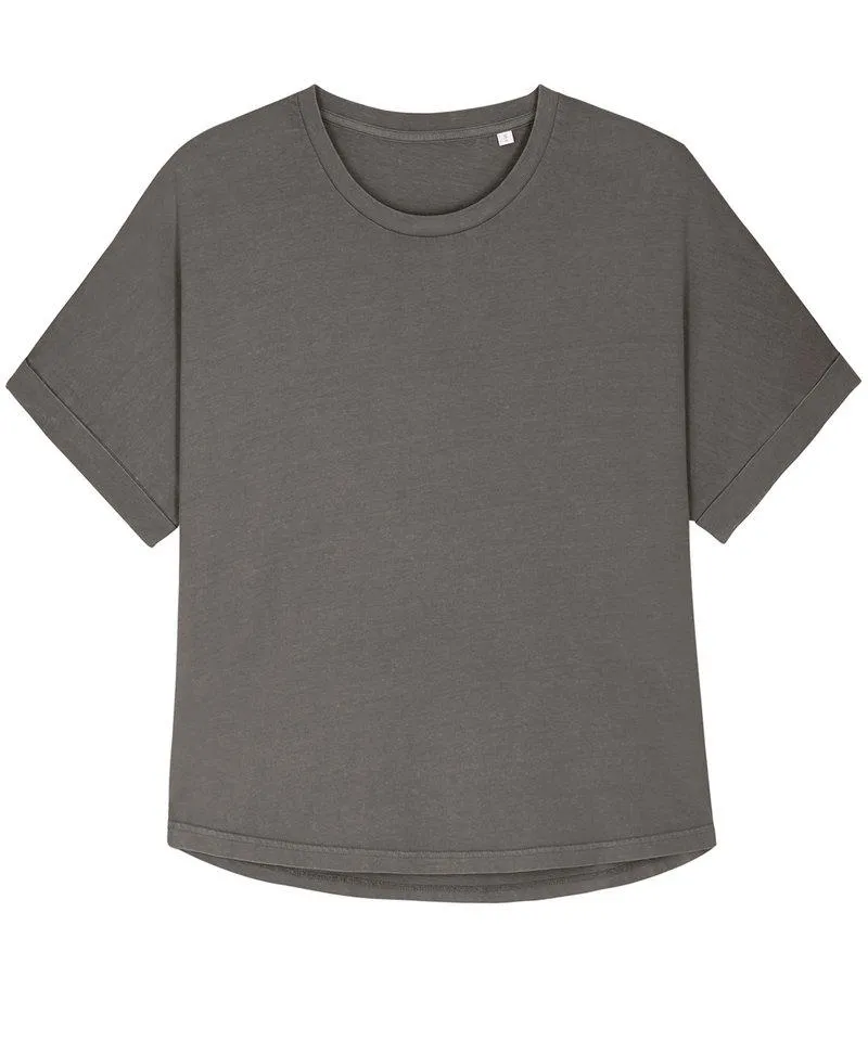 Organic Garment Dyed Roll Sleeve T-shirt: Womens