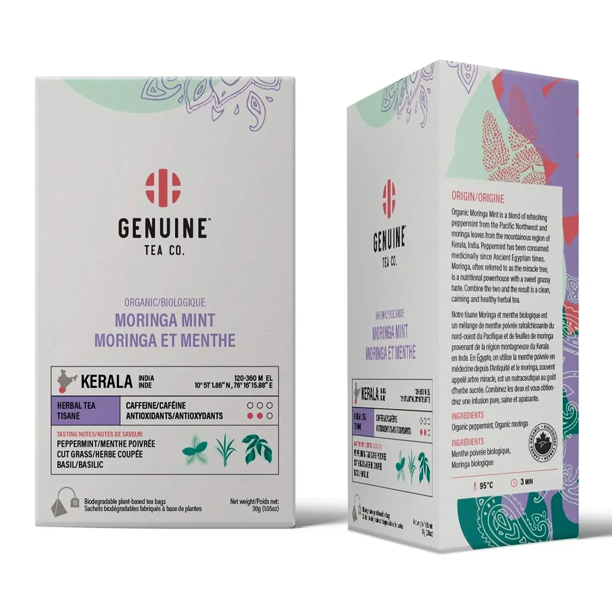 Organic Moringa Mint Herbal Tea - Pyramid Tea Bags