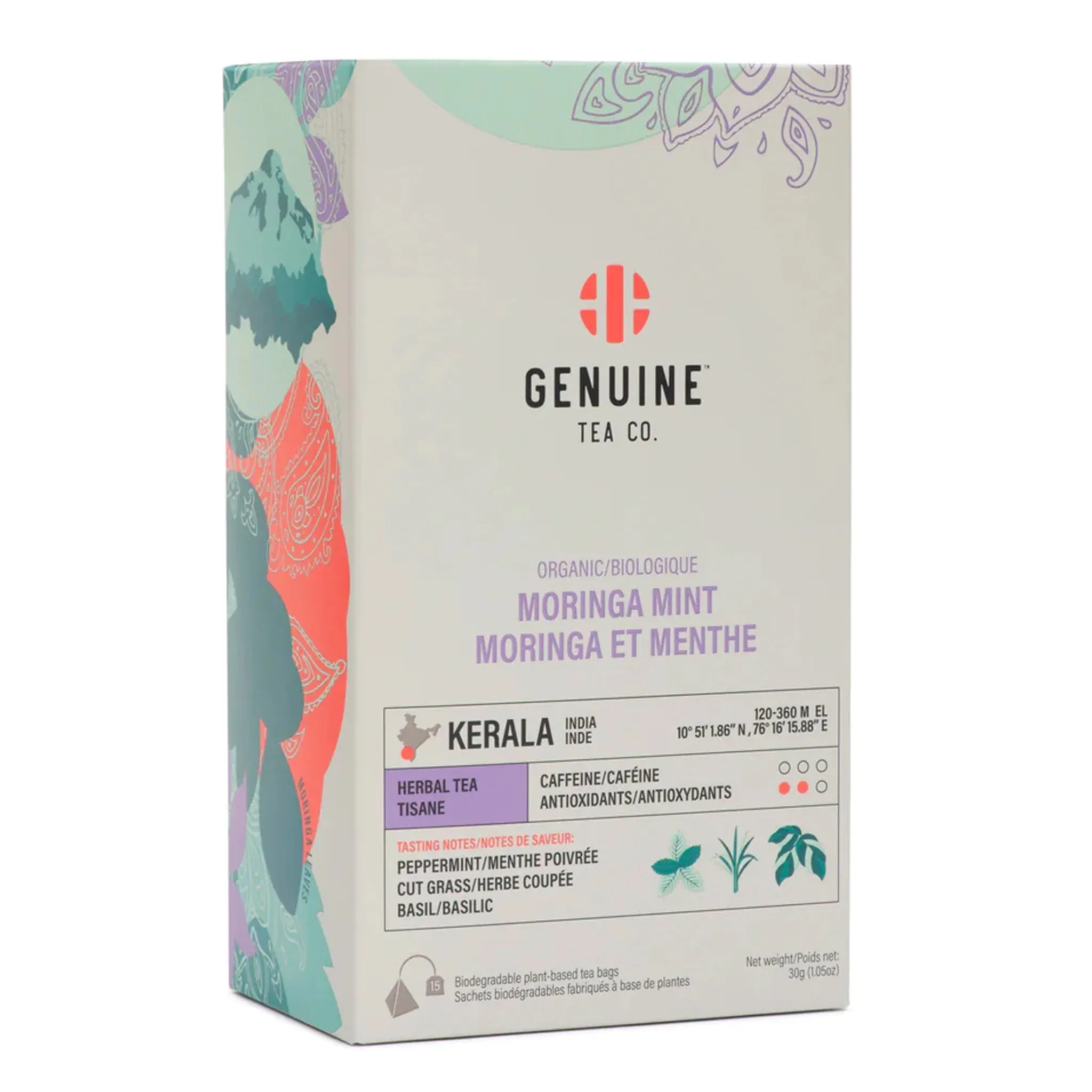 Organic Moringa Mint Herbal Tea - Pyramid Tea Bags