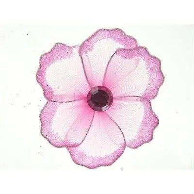 Organza Glitter Nylon, Mini Flower, 2-inch, 12-Piece