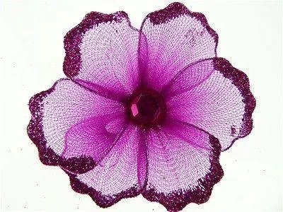 Organza Glitter Nylon, Mini Flower, 2-inch, 12-Piece