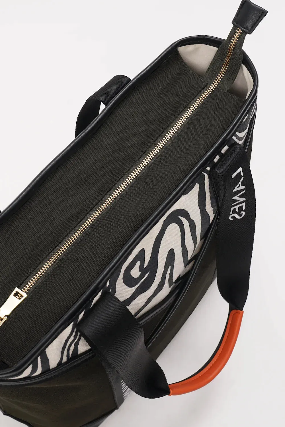Origami Pocket Tote - Black Terrain Print