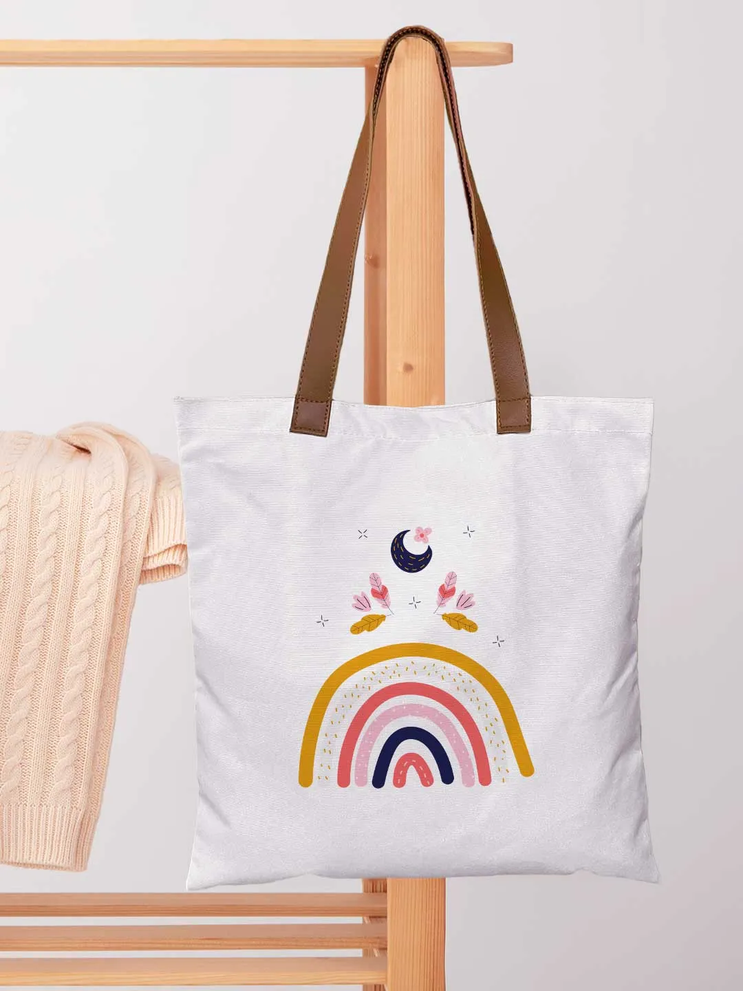 Pastel Rainbow - Casual Tote Bag Canvas Off White