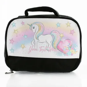 Personalised Lunch Bag with Rainbow Unicorn & Name