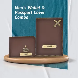 Personalized with Name and Charm Men's 2 Pcs Travel Combo - Brown
