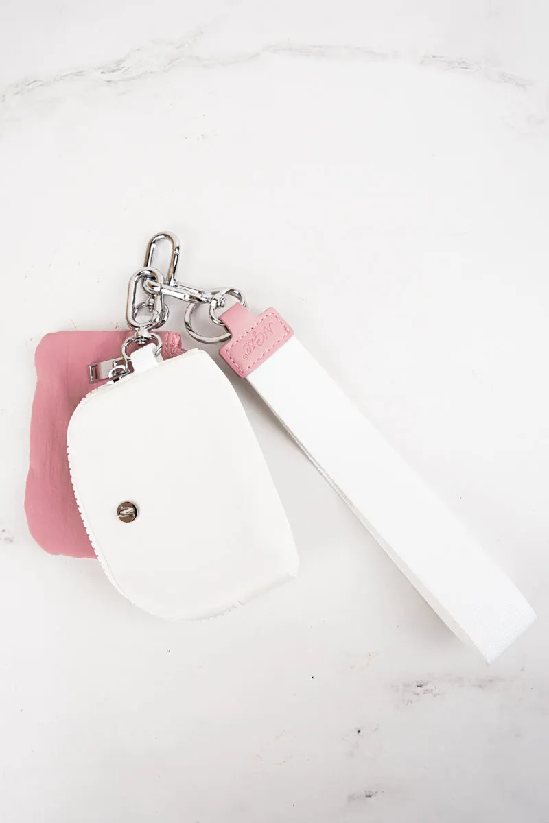 Pink and White Dual Pouch Wristlet