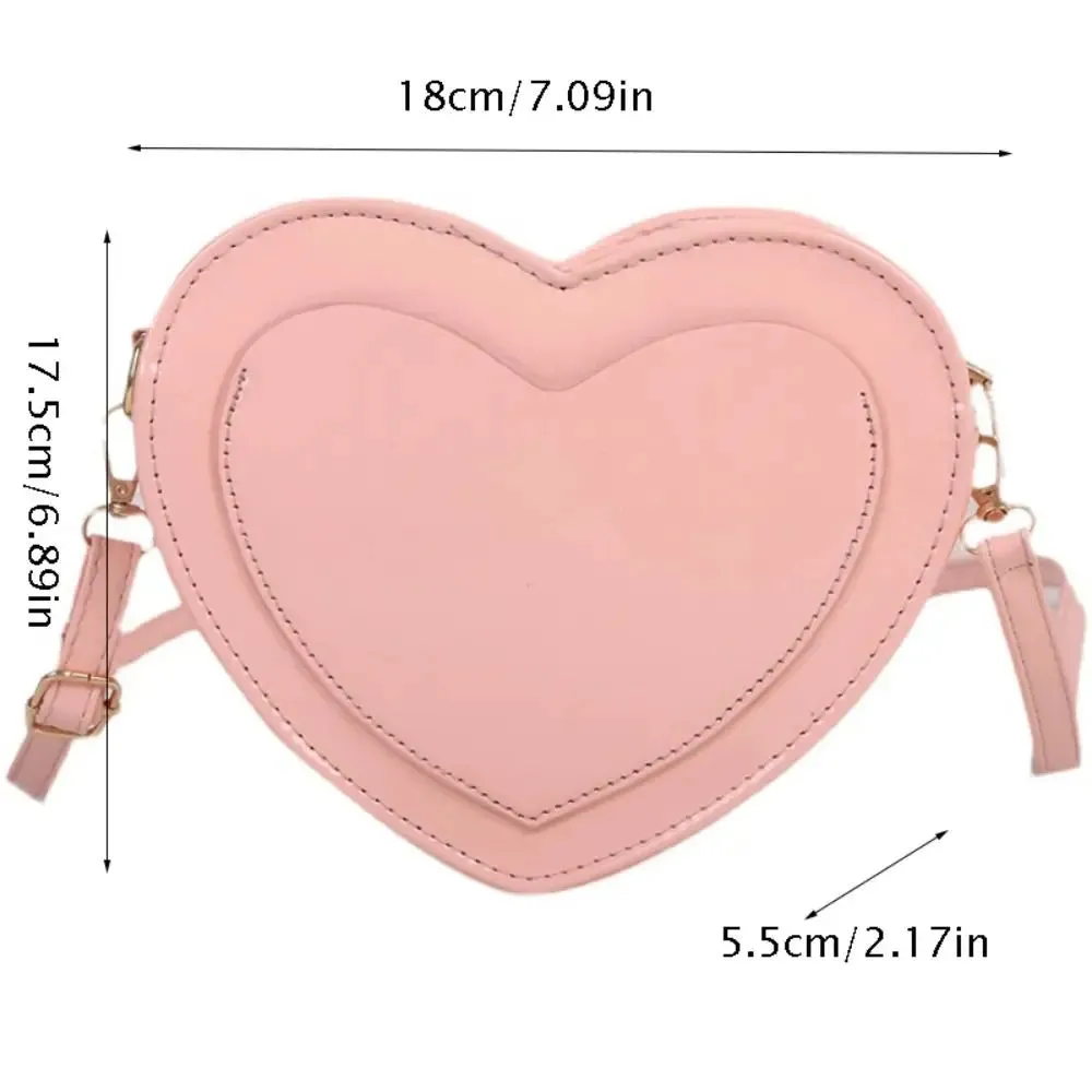 Pink Peach Heart Shaped Handbags Love Heart Adjustable Shoulder Strap Heart Shaped Coin Purses Shoulder Bag Pu Leather