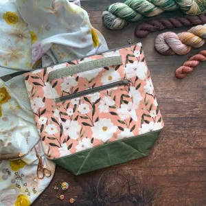 *Pink Sand Wildflowers*  Zippered Knitting Project Bag