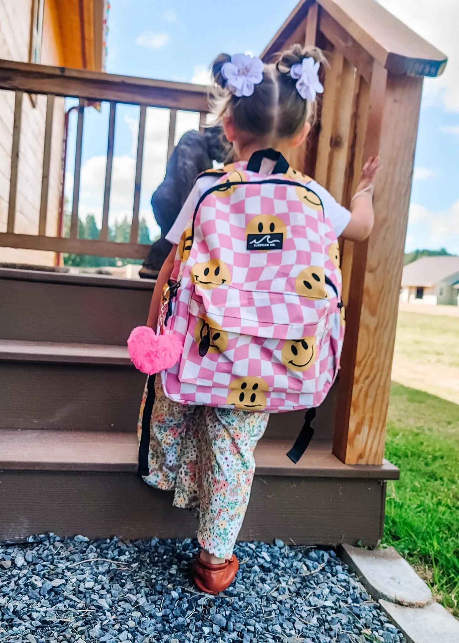 Pink Smiley Check Backpack/Lunch Bag