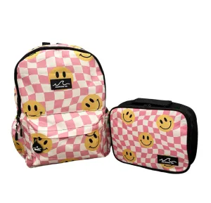 Pink Smiley Check Backpack/Lunch Bag