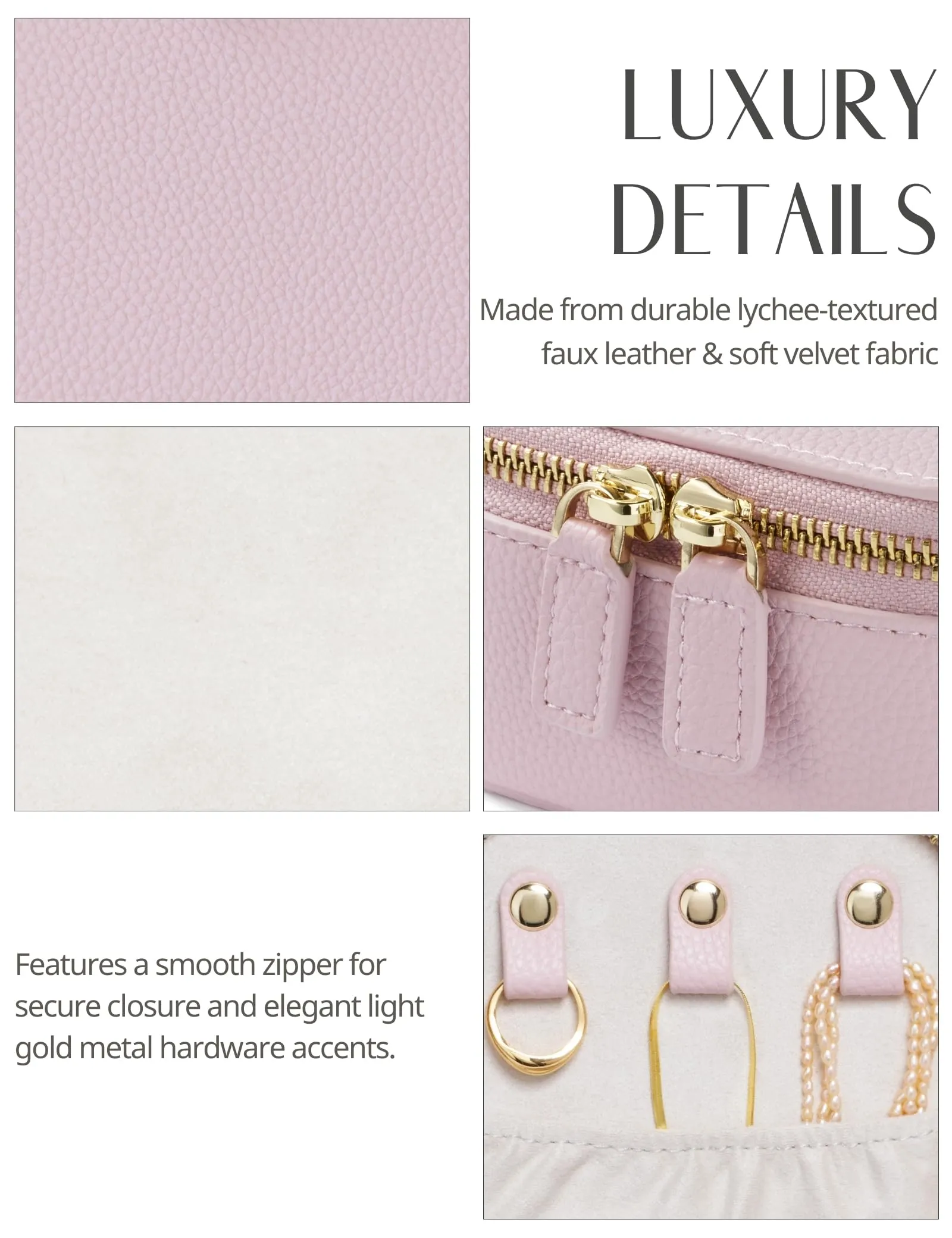 Popvibe Travel Jewelry Case Set, Pink