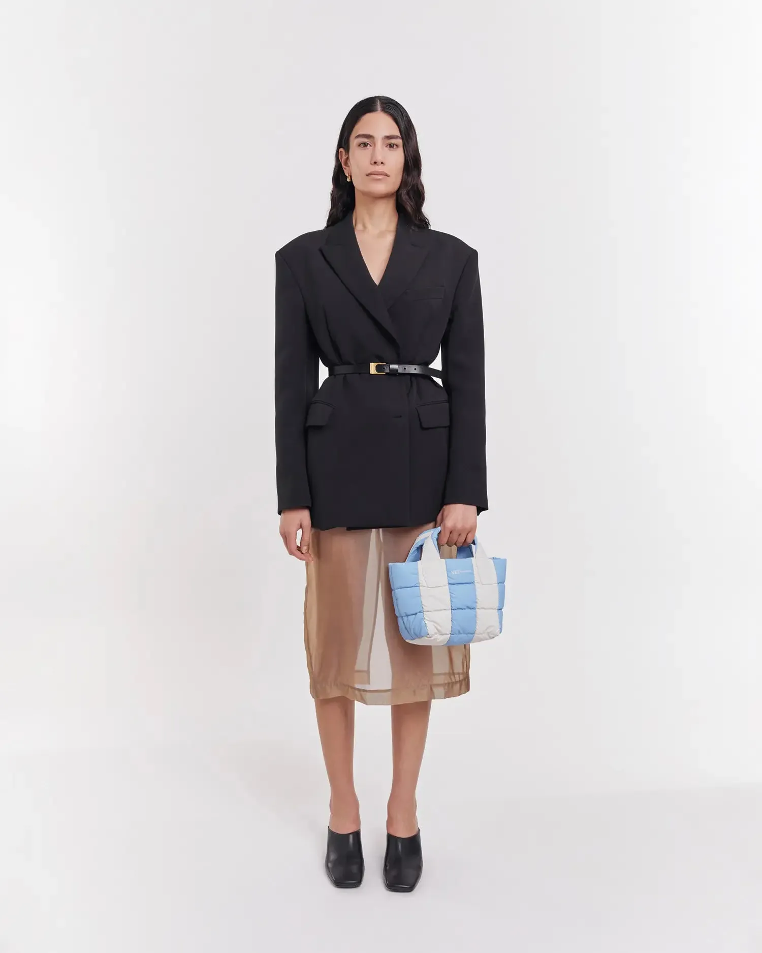 Porter Tote Mini Cerulean - Marshmallow Stripes