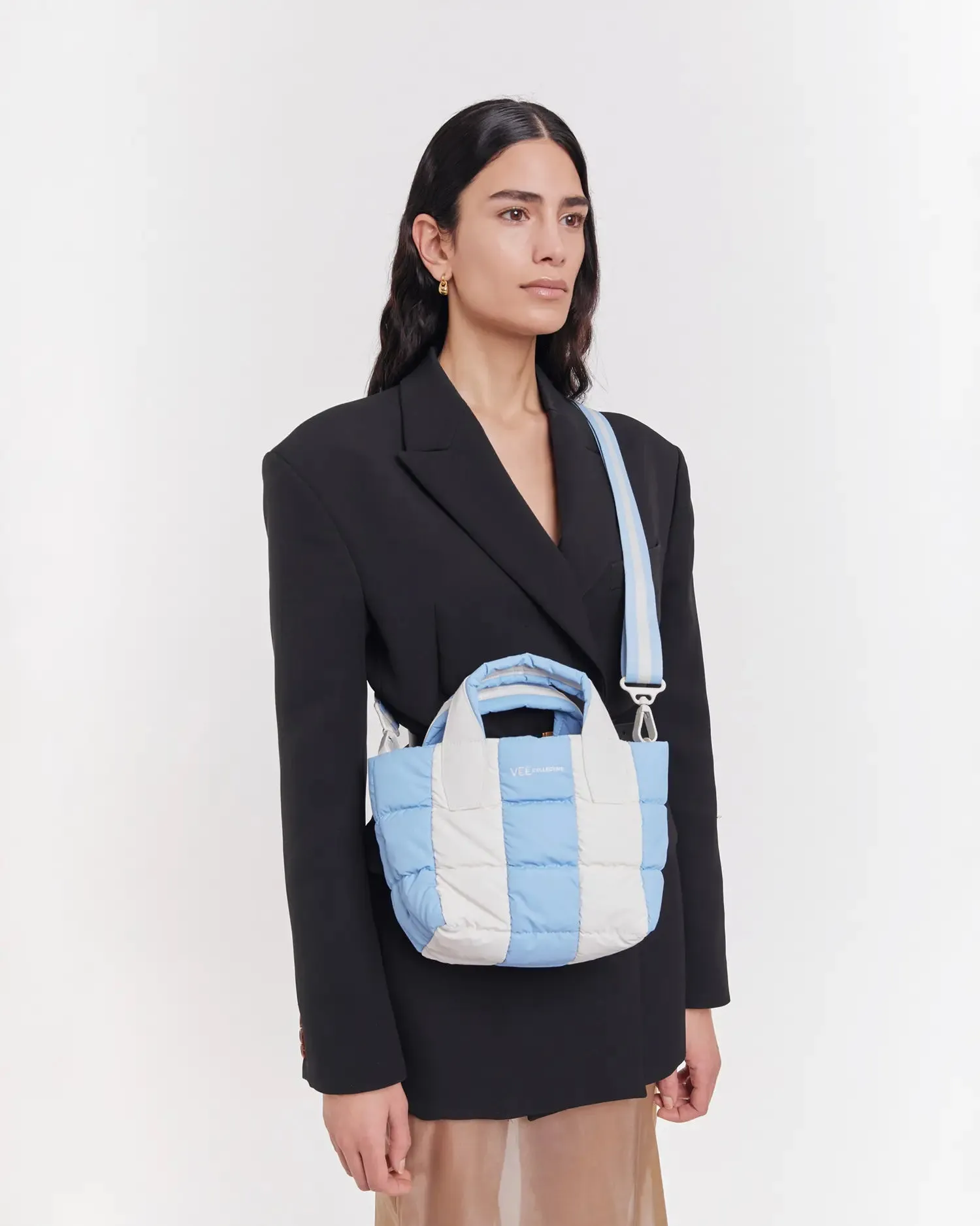 Porter Tote Mini Cerulean - Marshmallow Stripes