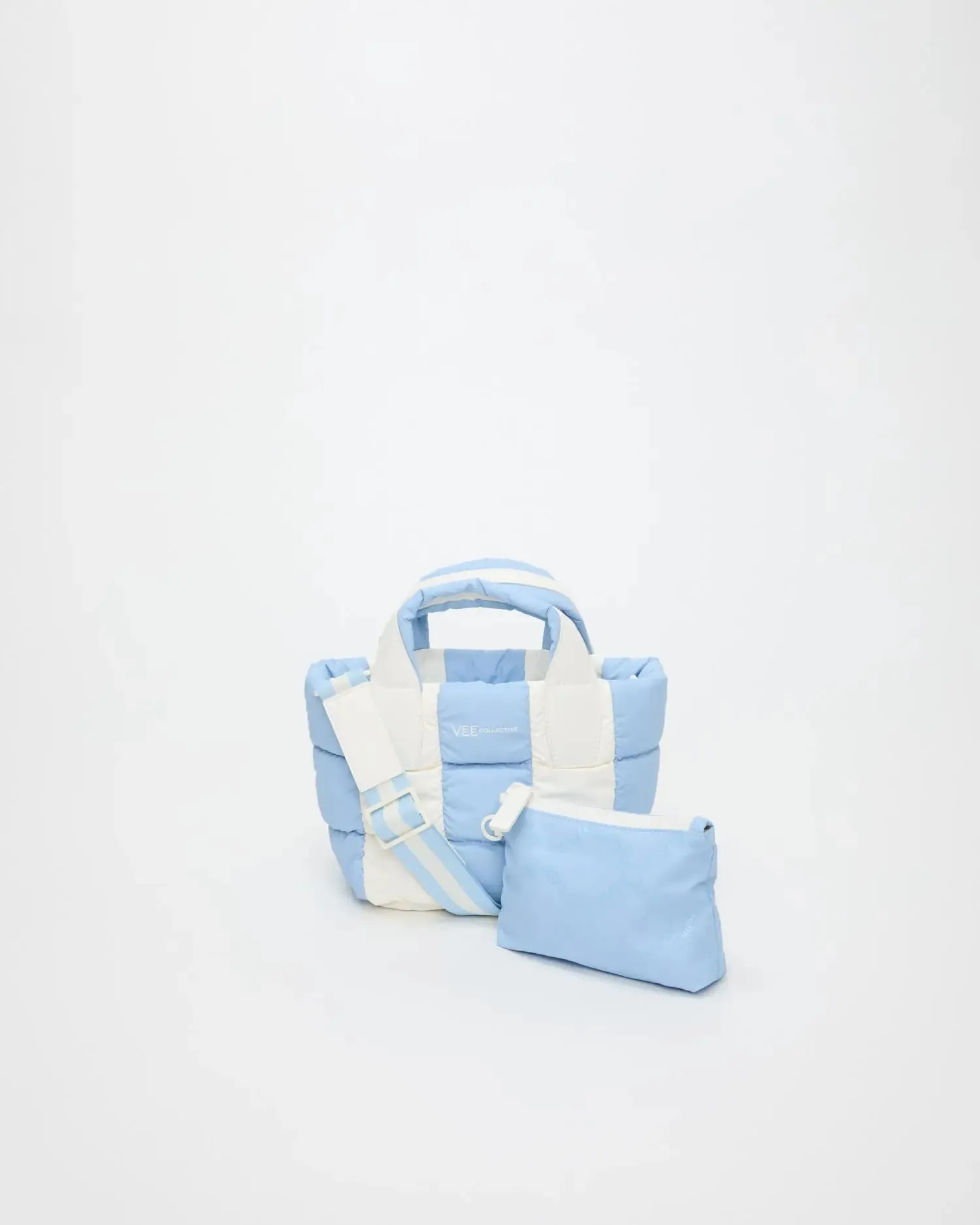 Porter Tote Mini Cerulean - Marshmallow Stripes