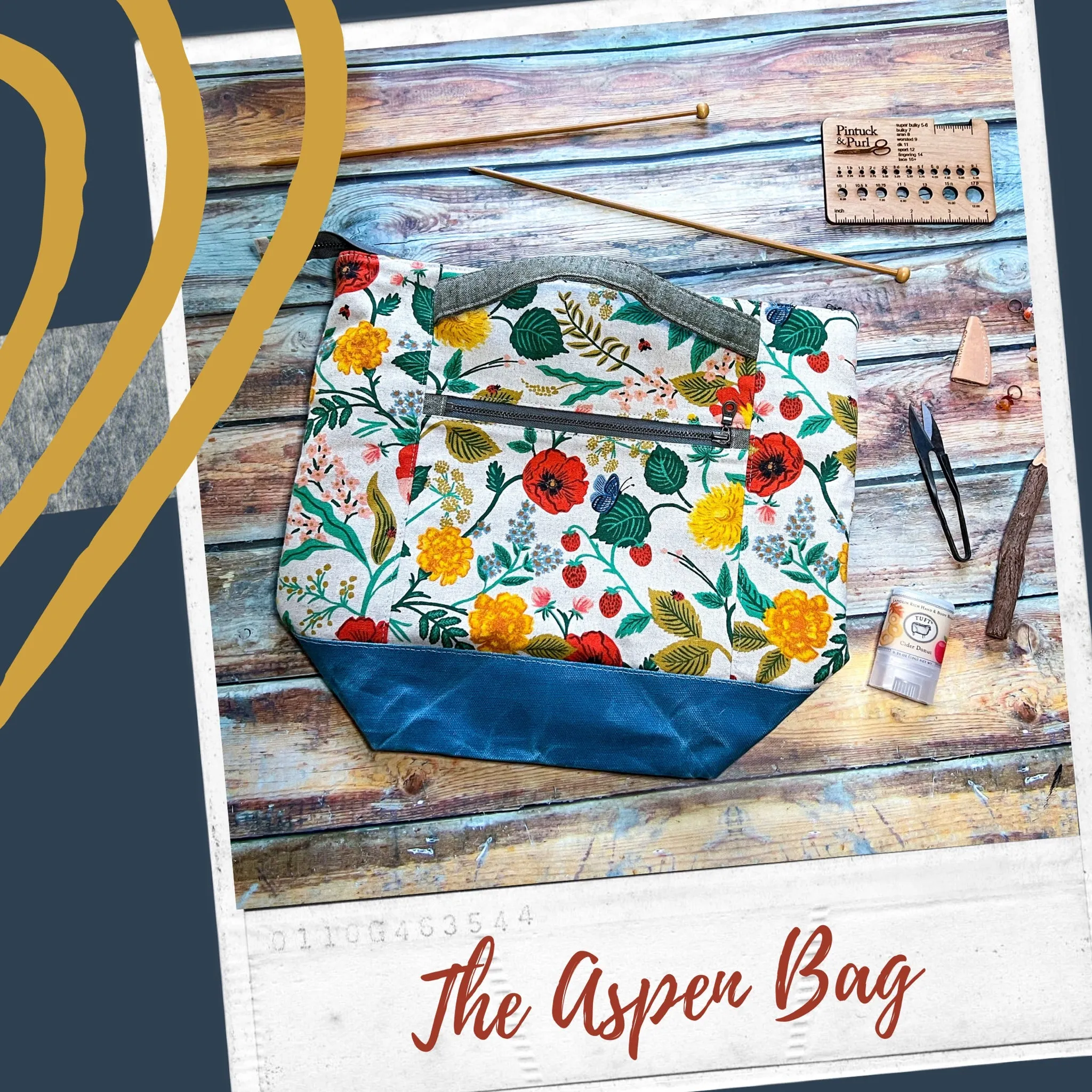 *Postage Stamps*- Signature Zippered Knitting Project Bag