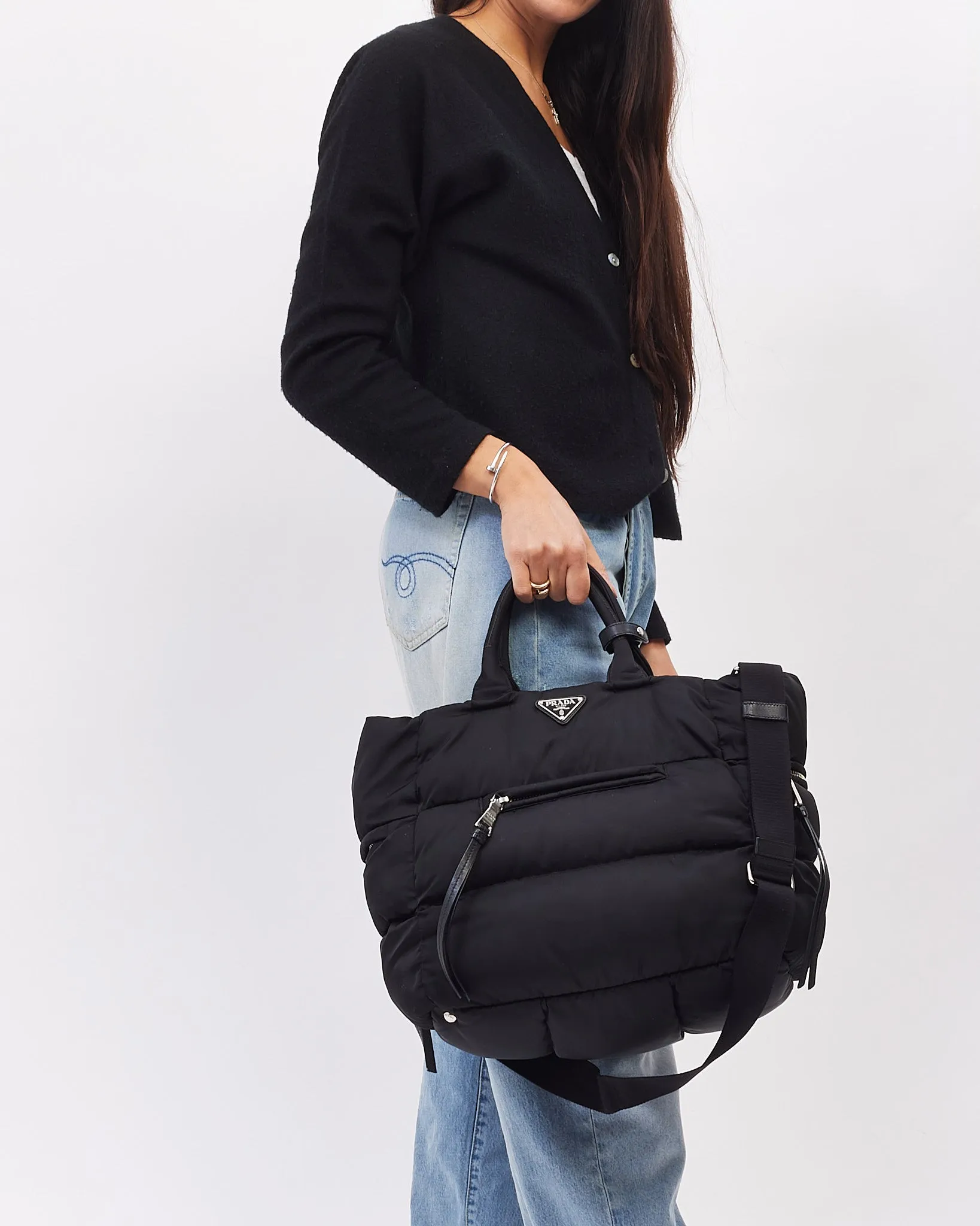 Prada Black Nylon Large Tessuto Bag
