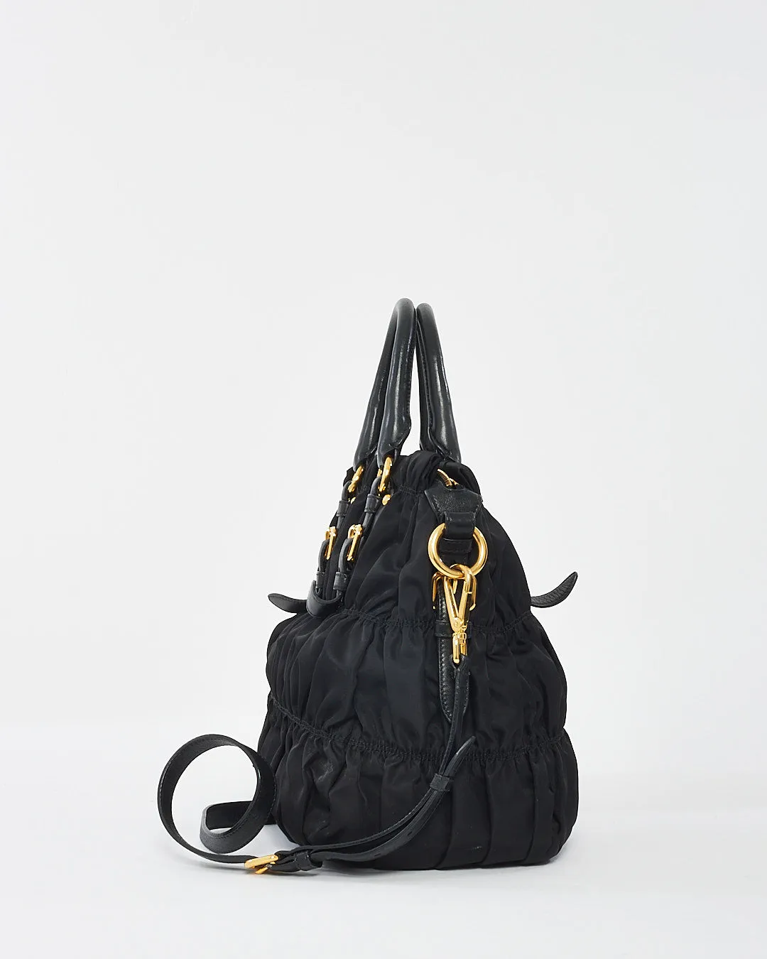 Prada Black Nylon Tessuto Gaufre Convertible Tote Bag