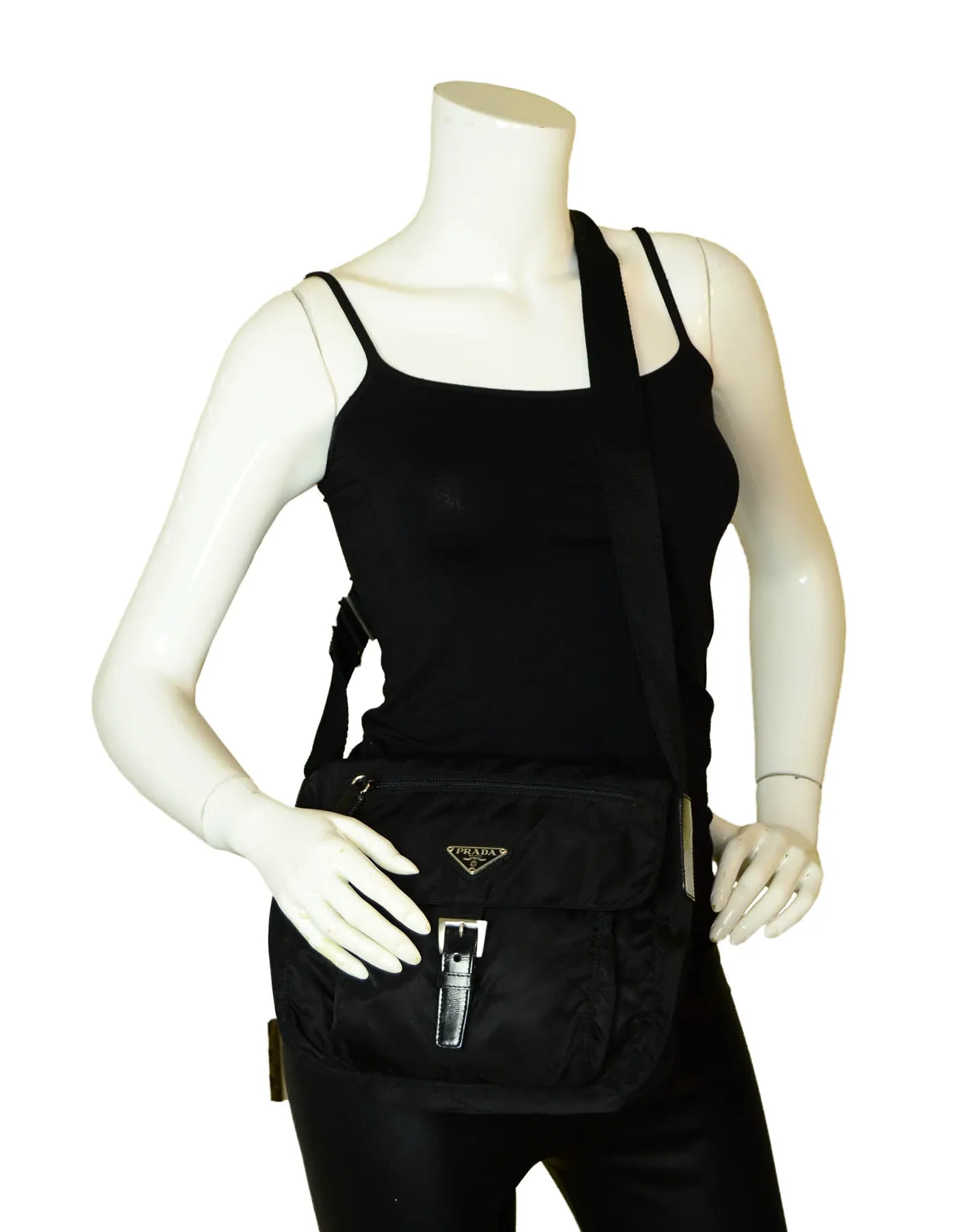 Prada Black Tessuto Nylon Flap Messenger Bag