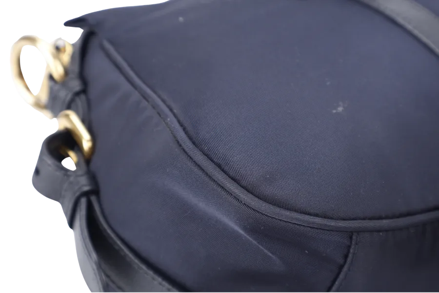 PRADA BN1903 TESSUTO MEDIUM NAVY NYLON 2WAYS BAG GOLD HARDWARE WITH STRAPS NO DUST COVER