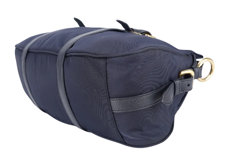 PRADA BN1903 TESSUTO MEDIUM NAVY NYLON 2WAYS BAG GOLD HARDWARE WITH STRAPS NO DUST COVER