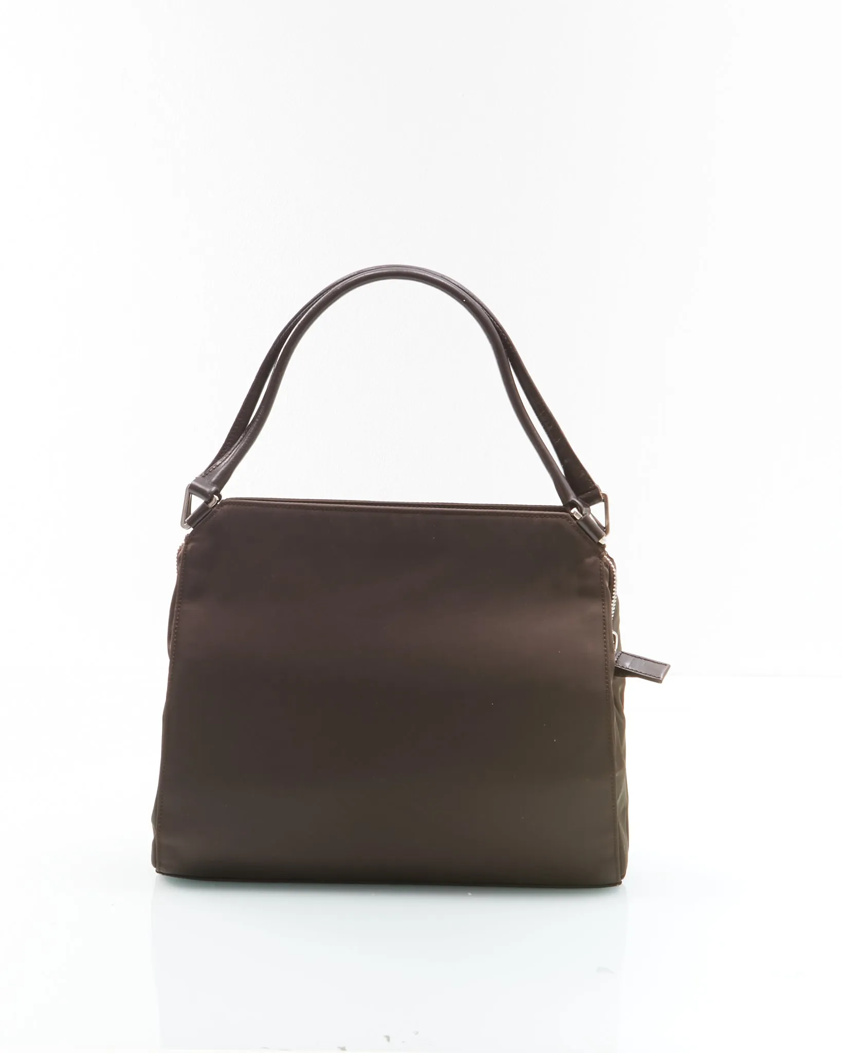 Prada Brown Tessuto Nylon Leather Handle Tote Handbag