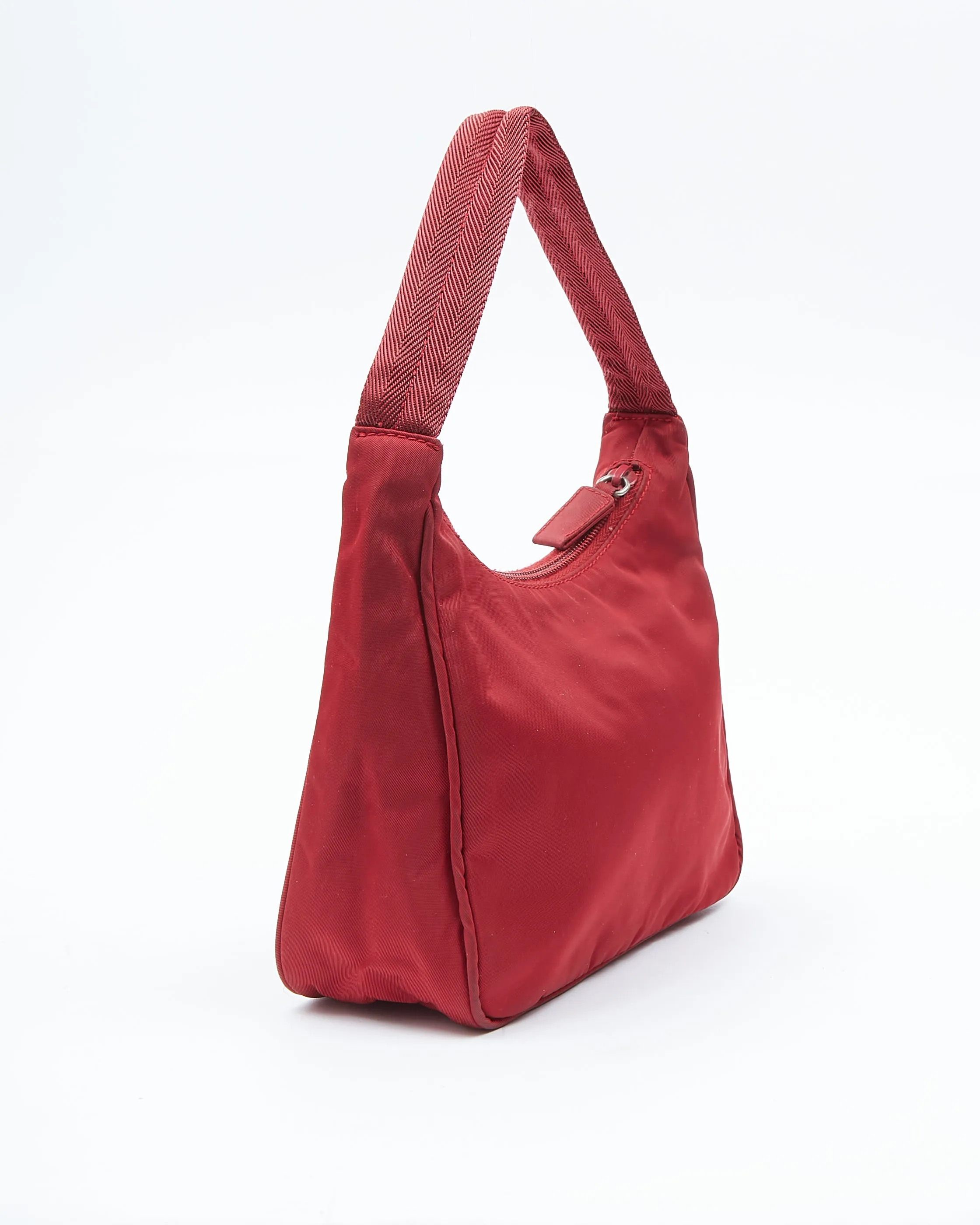 Prada Red Wine Nylon Tessuto Shoulder Bag