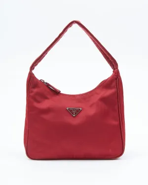 Prada Red Wine Nylon Tessuto Shoulder Bag
