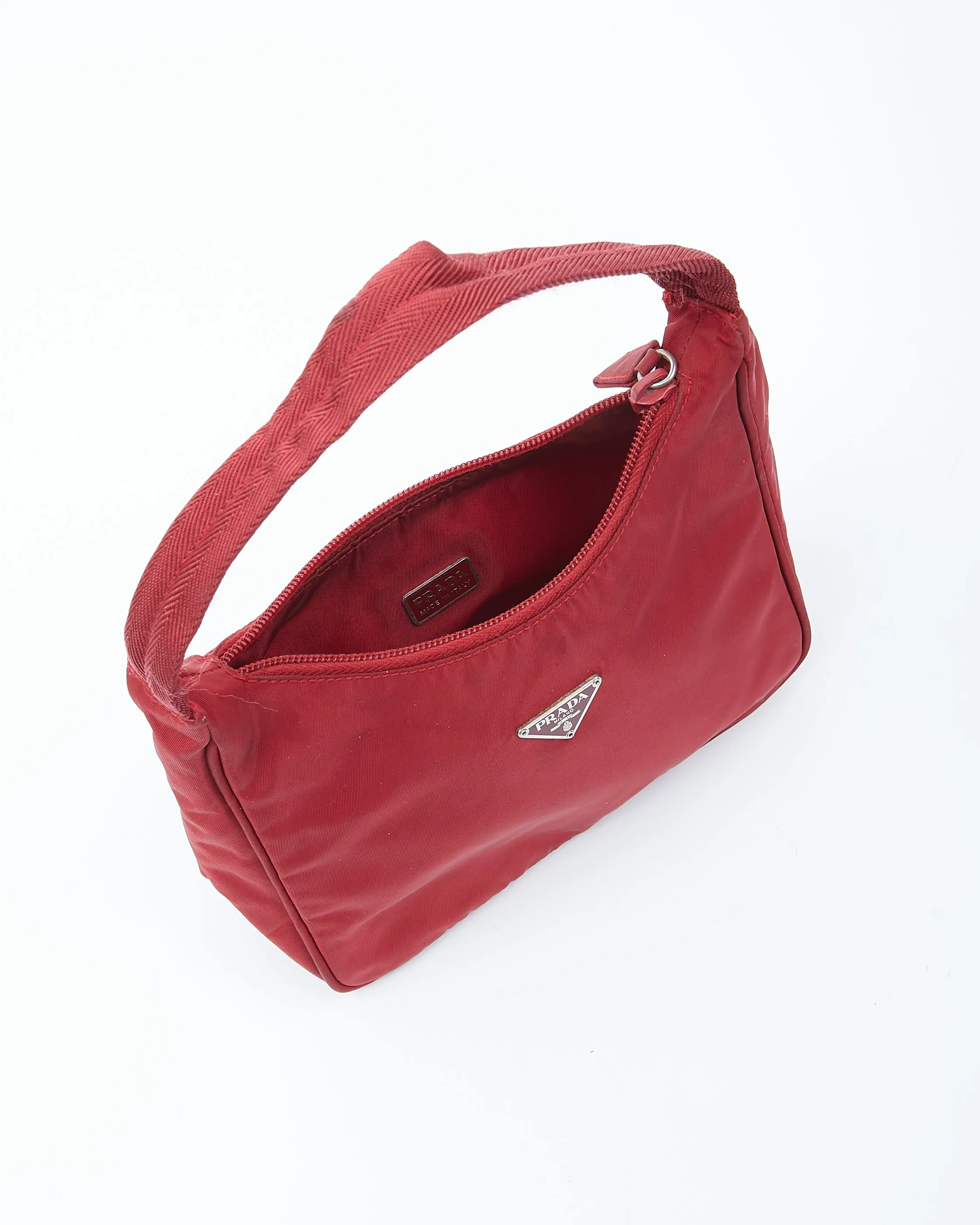 Prada Red Wine Nylon Tessuto Shoulder Bag