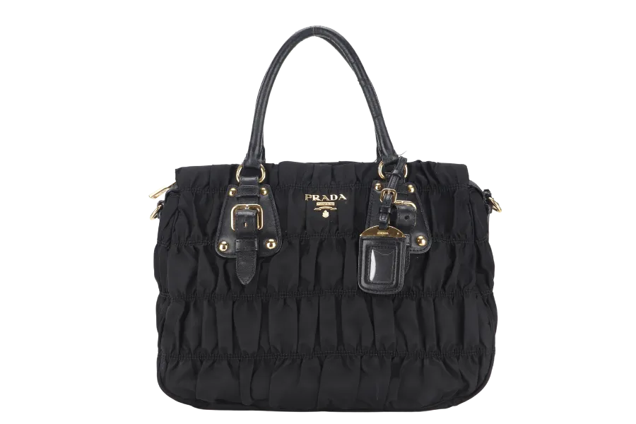 PRADA TESSUTO GAUFRE NYLON NERO (IBA 336) WITH STRAP