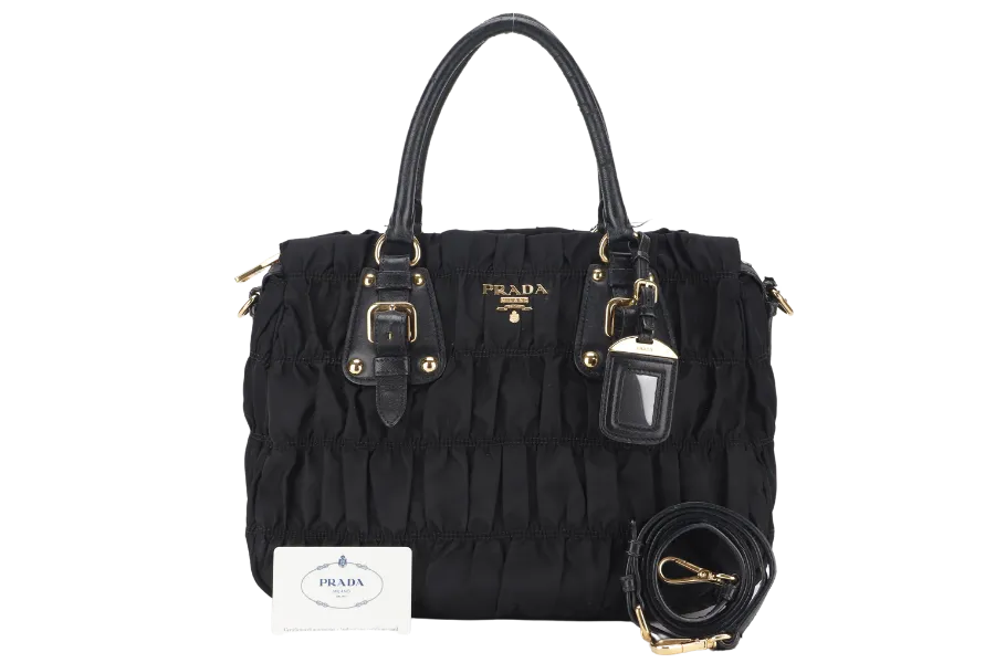 PRADA TESSUTO GAUFRE NYLON NERO (IBA 336) WITH STRAP