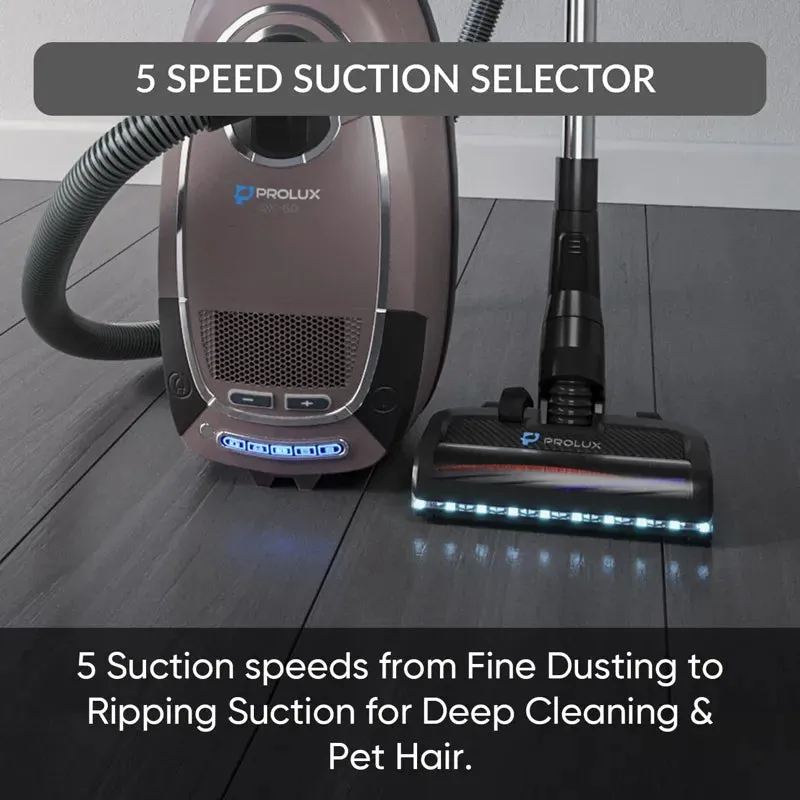 Prolux QX60 Pet Bagged Canister Vacuum with Sealed HEPA Filtration