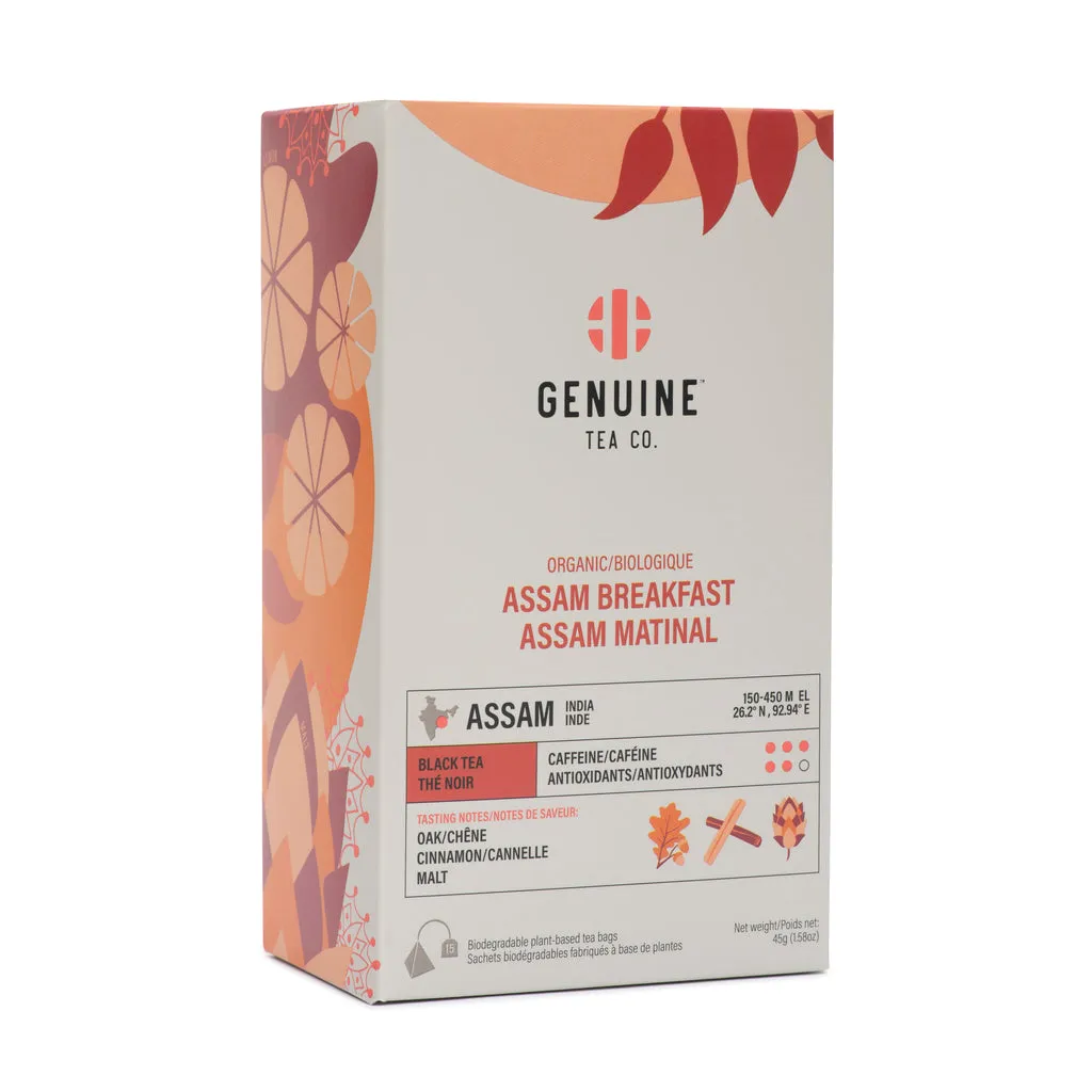 Pyramid Tea Bags - Organic Assam Breakfast - English Breakfast Black Tea - Genuine Tea Company - Toronto - Canada