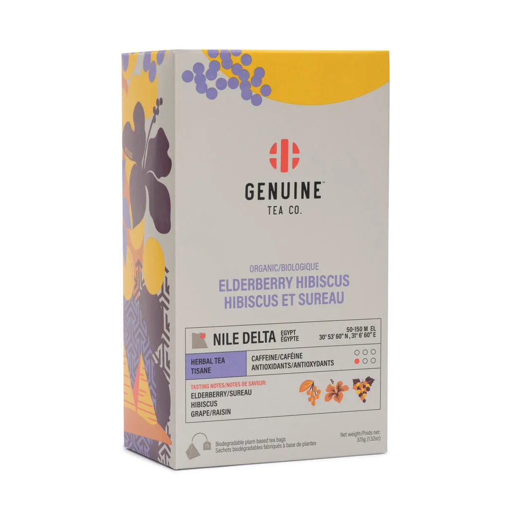 Pyramid Tea Bags - Organic Elderberry Hibiscus Herbal Tea - Genuine Tea Company - Toronto - Canada