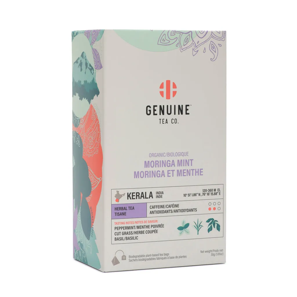 Pyramid Tea Bags - Organic Moringa Mint Herbal Tea  - Genuine Tea Company - Toronto - Canada