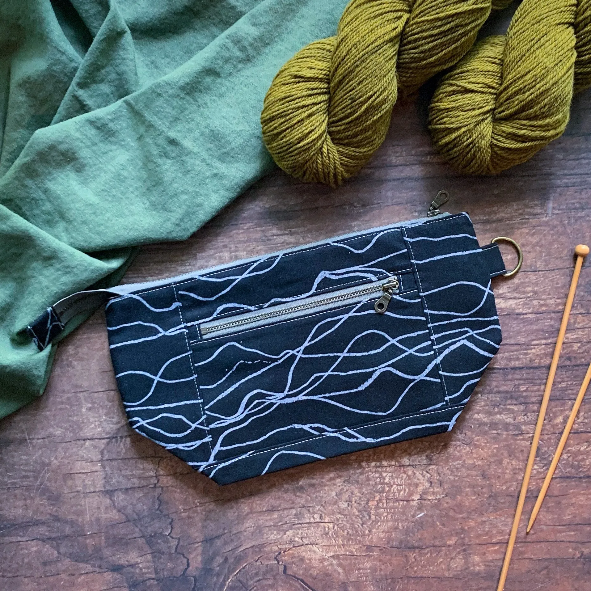 *Quarry Trail*  Zippered Knitting Project Bag