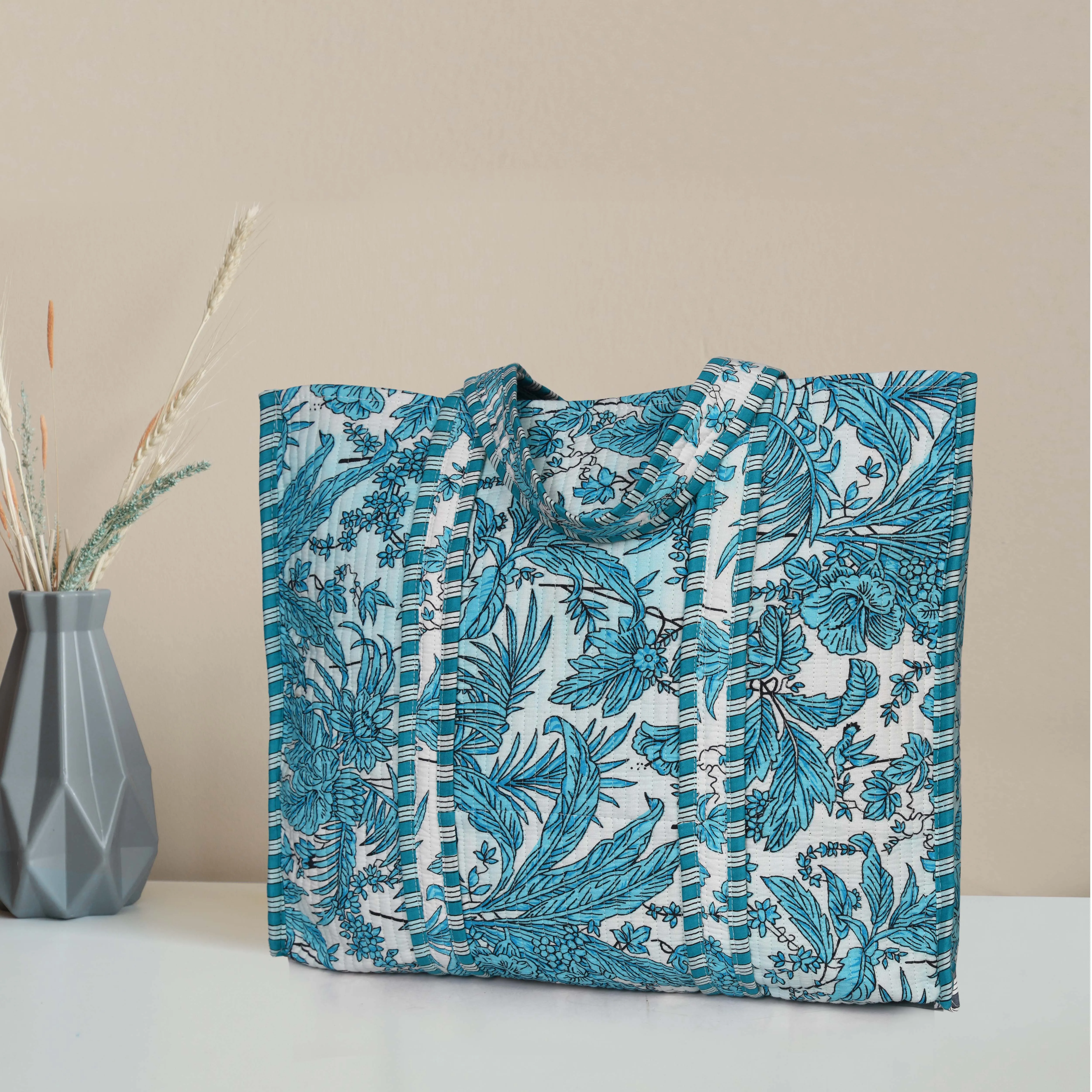 Quilted Cotton  Tote Bag