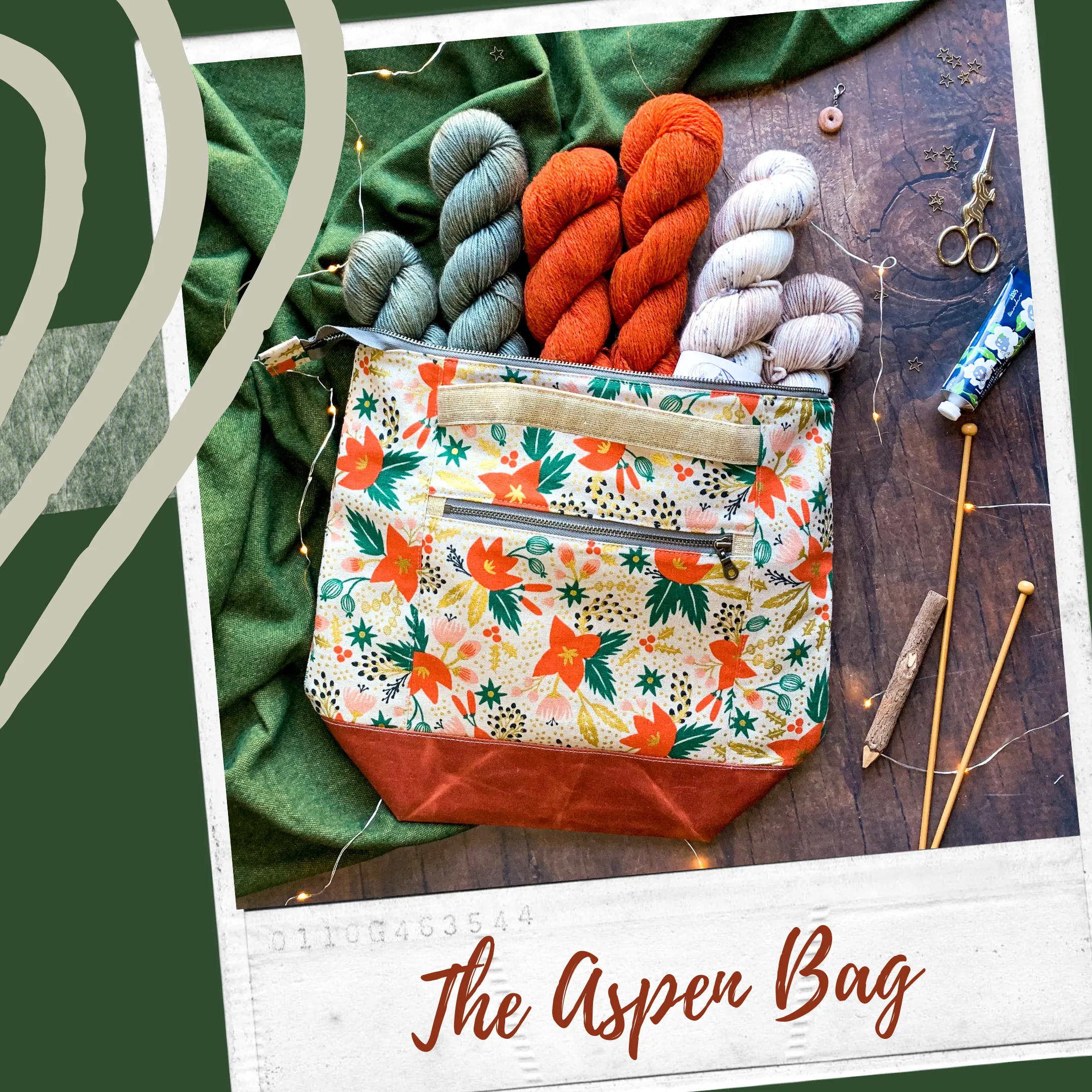 "Poinsettia*- Zippered Knitting Project Bag