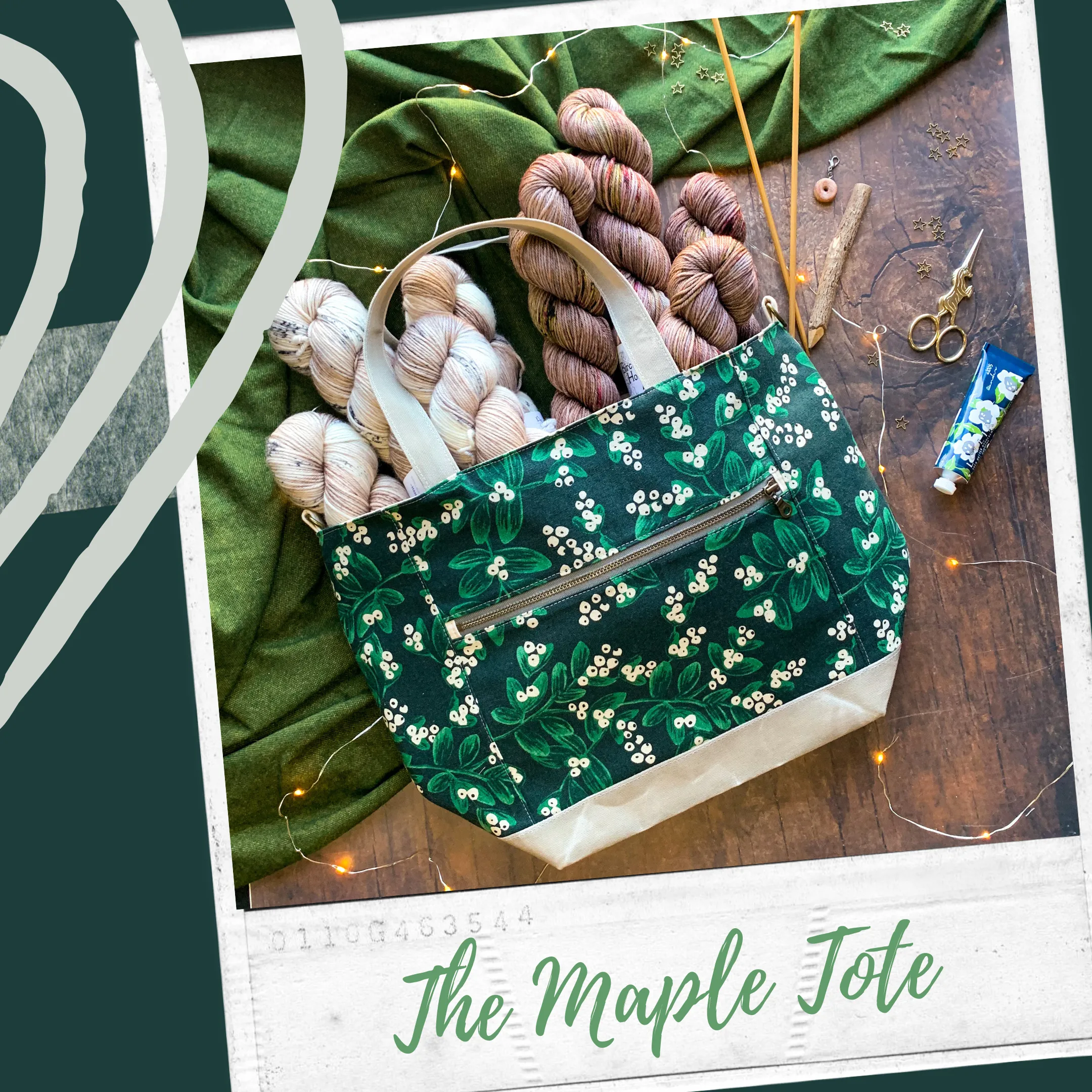 "Poinsettia*- Zippered Knitting Project Bag