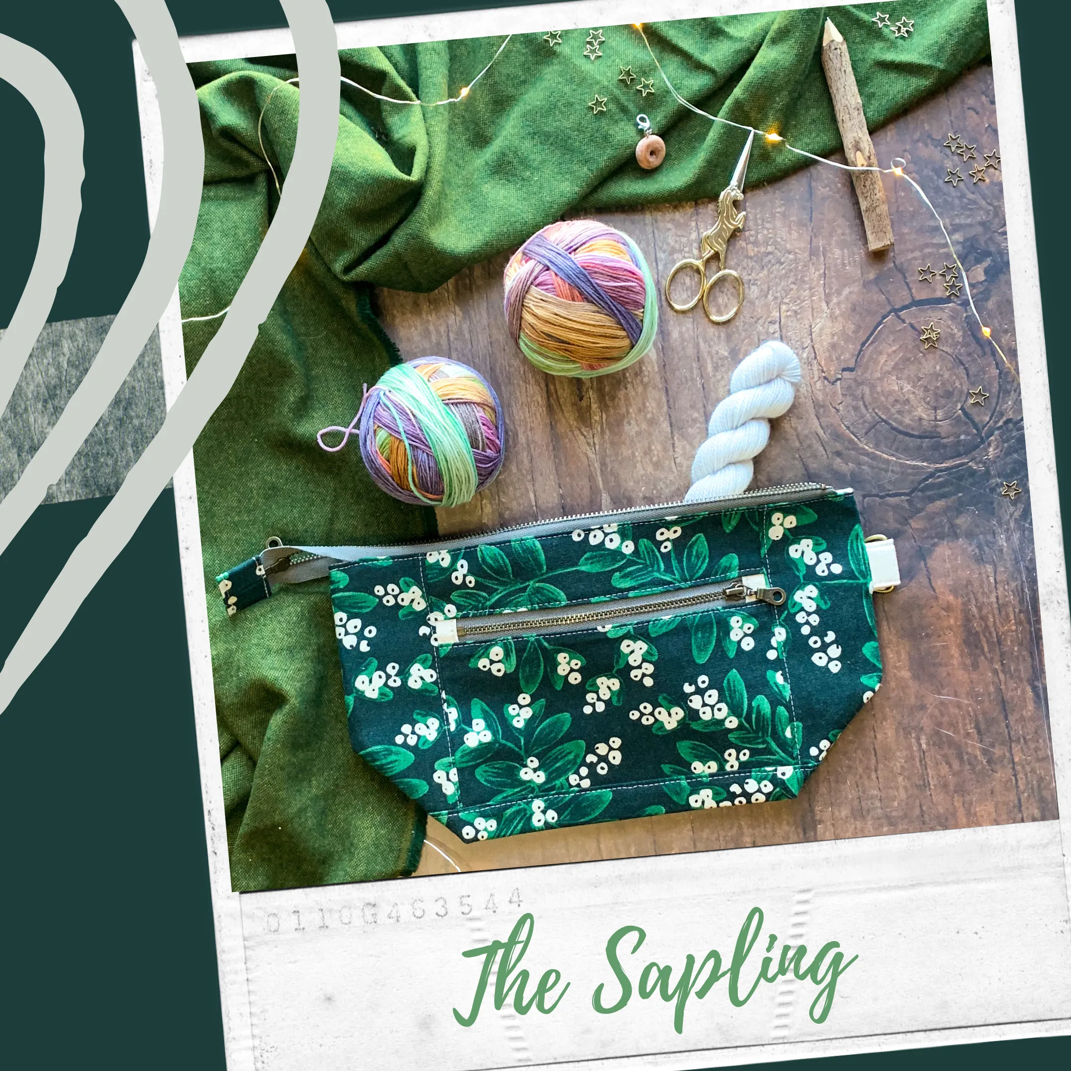 "Poinsettia*- Zippered Knitting Project Bag