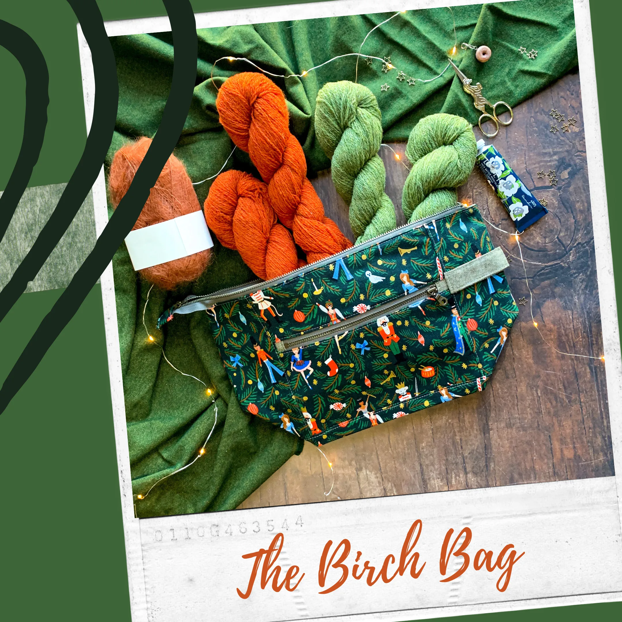 "Poinsettia*- Zippered Knitting Project Bag