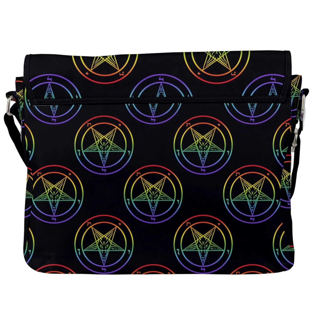 Rainbow Baphomet Buckle Messenger Bag / Black
