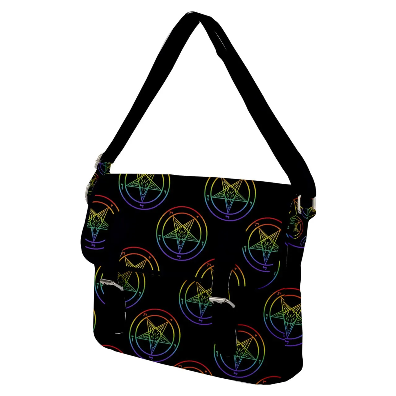 Rainbow Baphomet Buckle Messenger Bag / Black