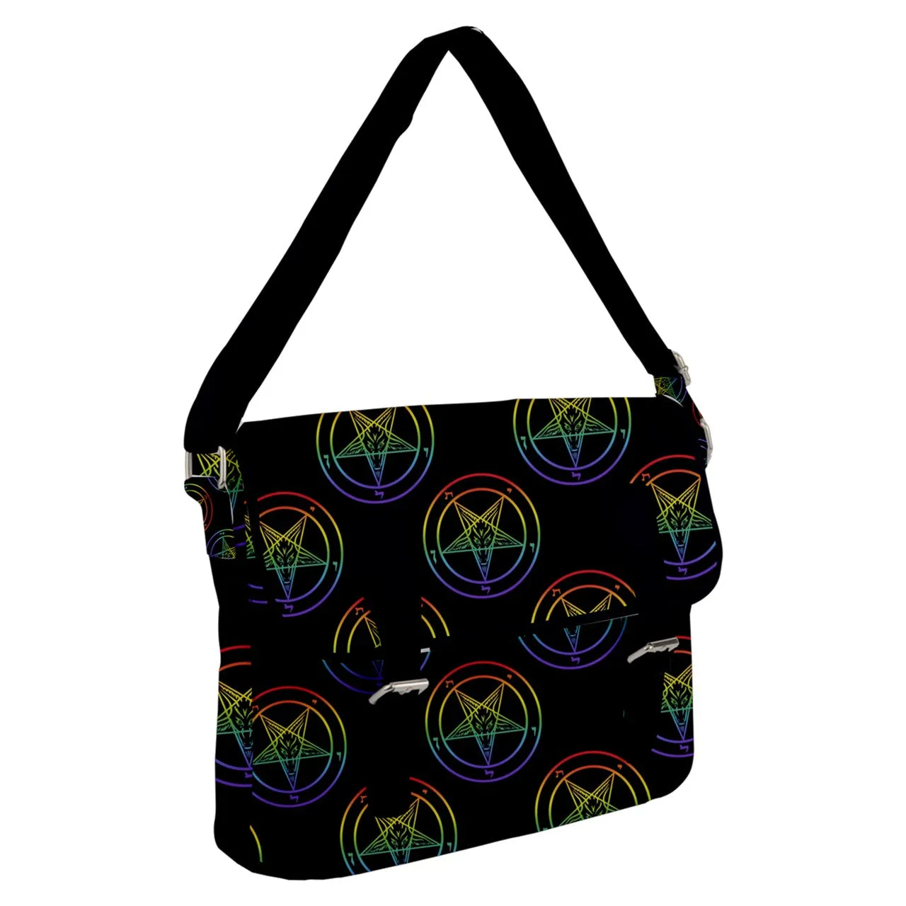 Rainbow Baphomet Buckle Messenger Bag / Black