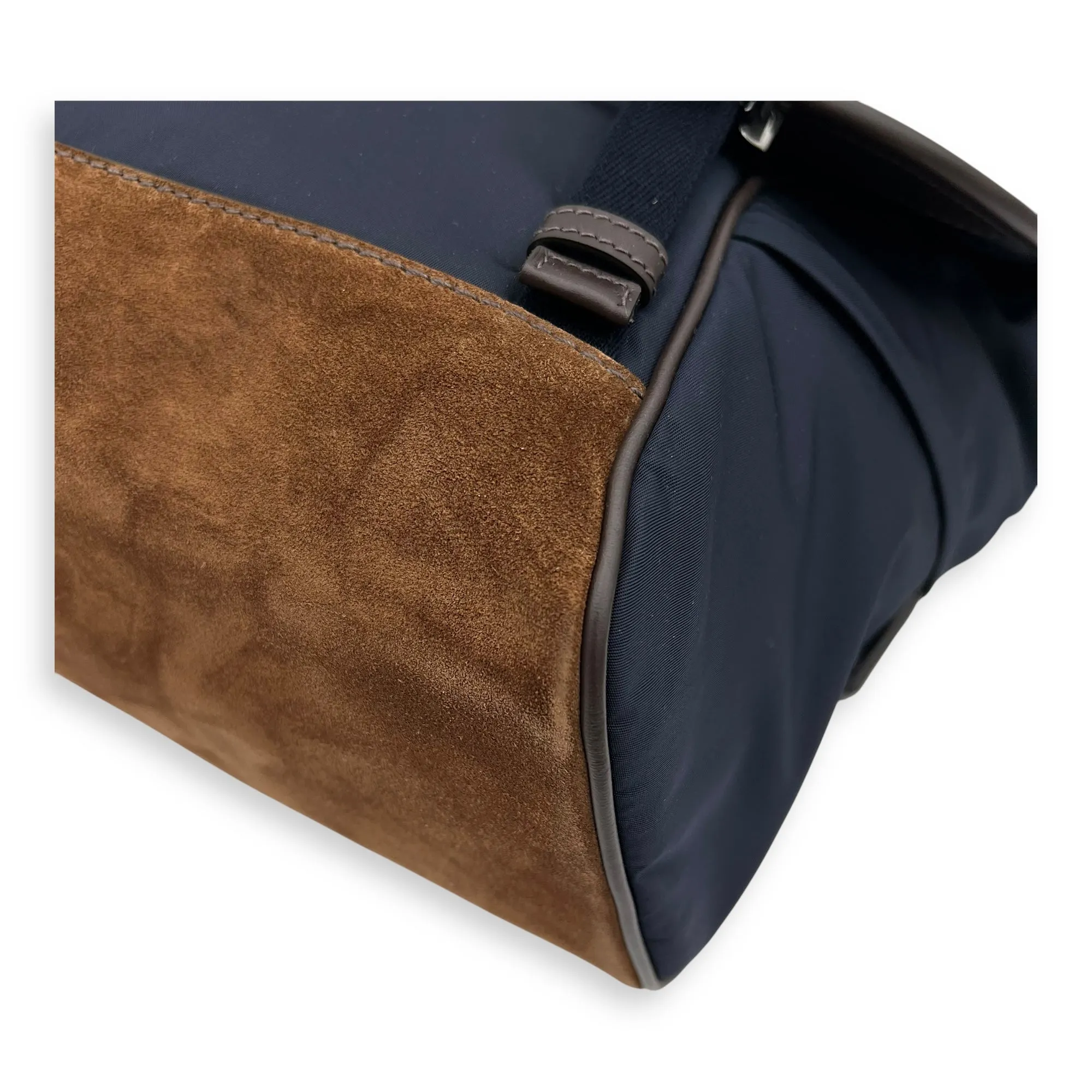 Re-Nylon Messenger Blue in Nylon, Silver hardware